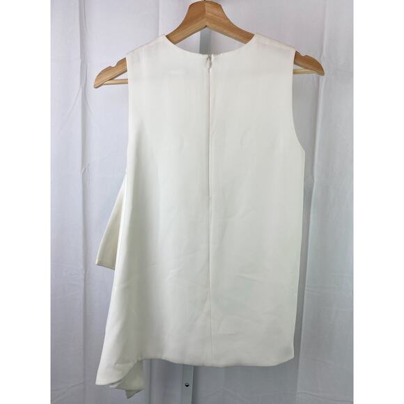 MAX MARA Estimated XS S Italy Caldeo Side Ruffle Top Sleeveless Asymmetric White - Picture 2 of 6